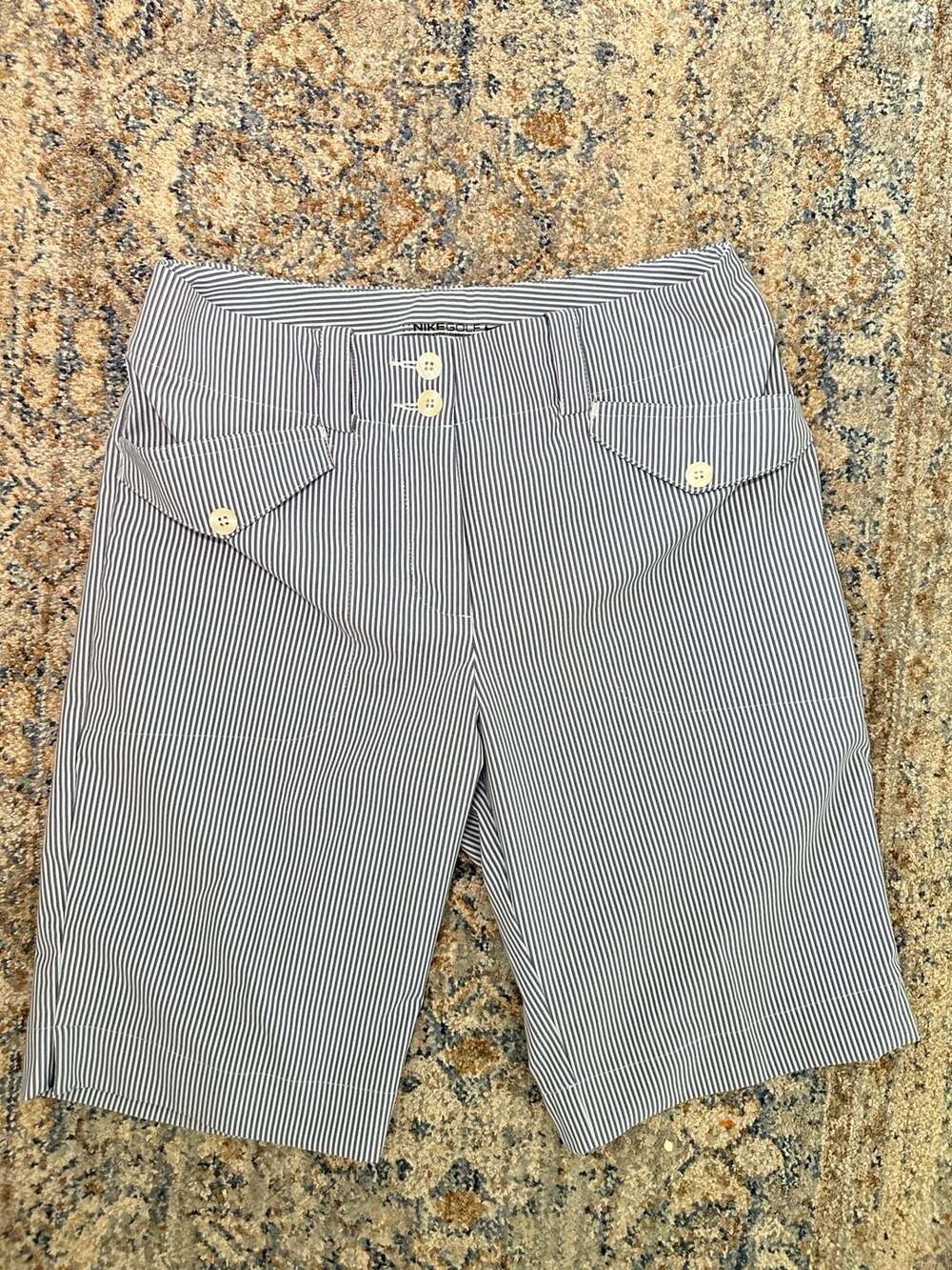 Nike Golf Dri-Fit Women's Blue and White Pinstripe Bermuda Shorts Size 4P